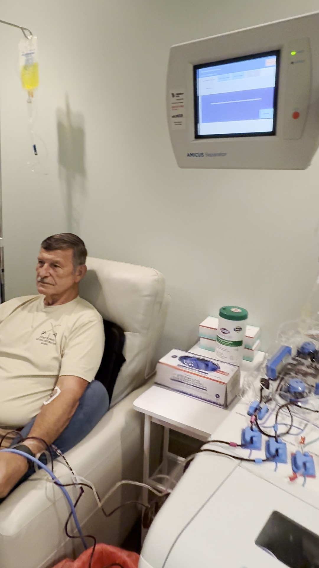 Patient during a therapeutic plasma exchange session at TPE Treatment Centers of America
